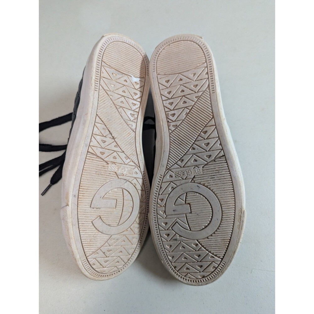 G by GUESS Backer Black Quilted Sneakers Gold Hardware Faux Leather Low Top 7M - Picture 9 of 13